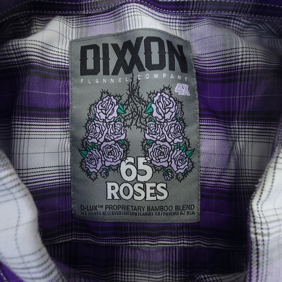 DIXXON Flannel Co 65 Roses Men’s Purple Short Sleeve Button-Up Size 4X - Picture 5 of 6